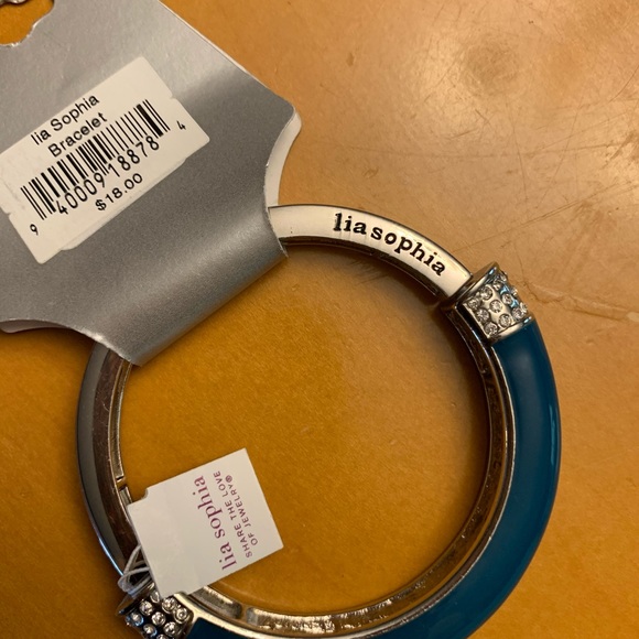 Lia Sophia teal n silver colored stretchy bangle - Picture 5 of 9